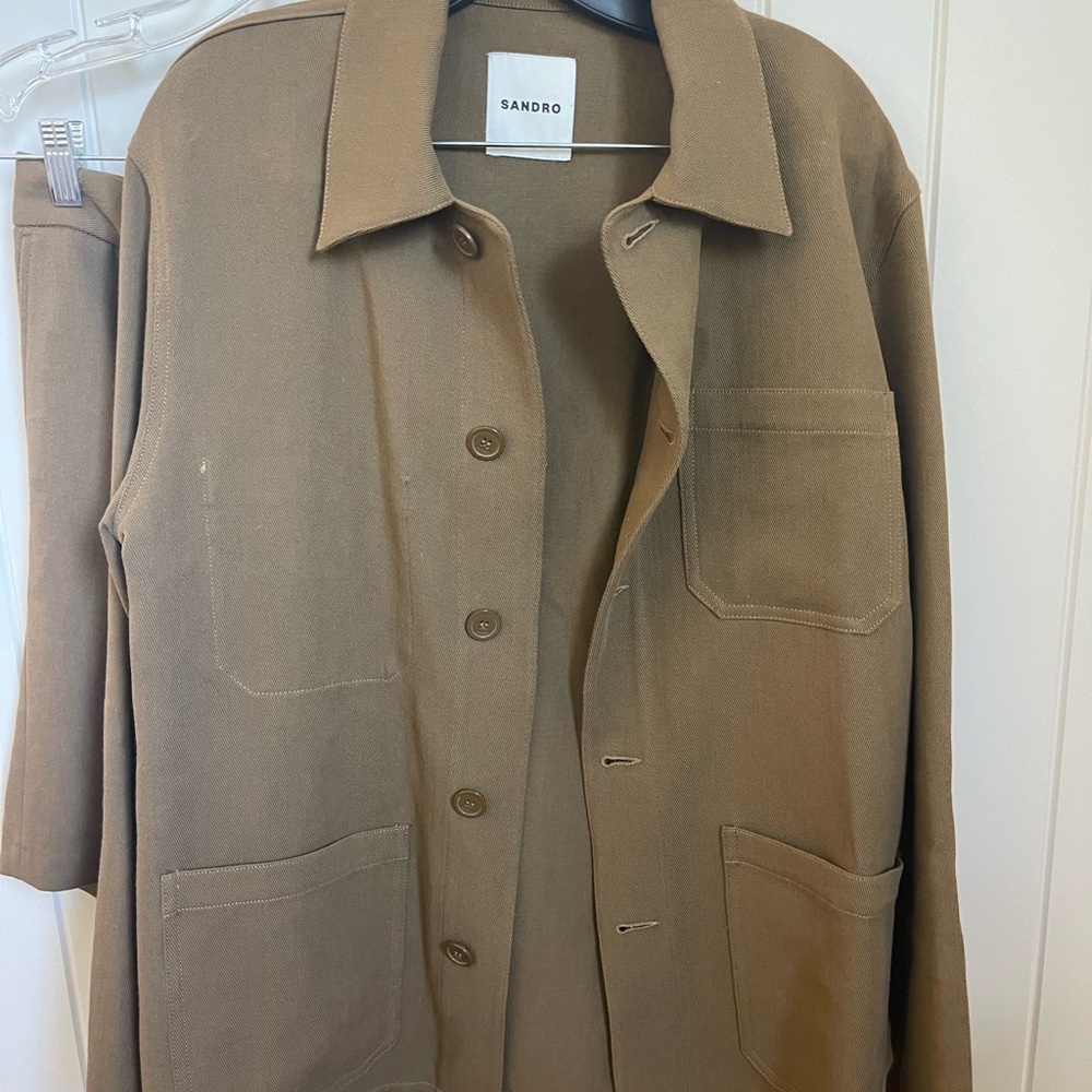 Sandro Men’s Solid Twill Worker Jacket Size Small - image 2